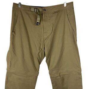 Prana Pants Mens XL 36 x 33 Convertible Zip Off Belted Outdoor Hiking Brown